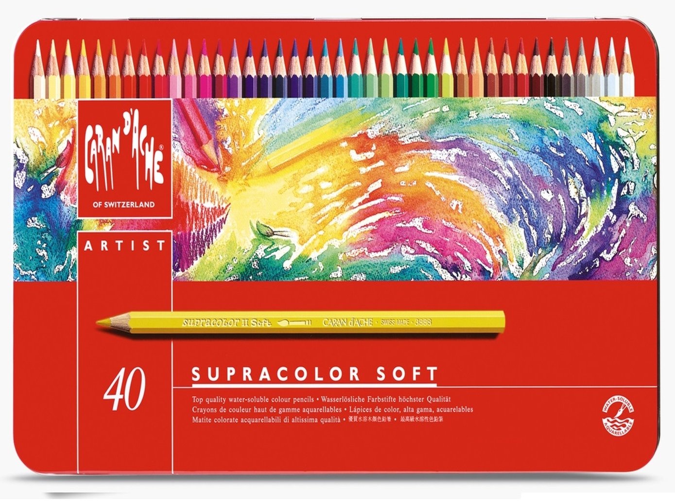 Caran Dache Set Of 40 Supracolor Soft Aquarelle Water